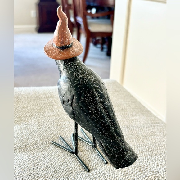 Elegant Crow in a witch hat Halloween Decor - Picture 2 of 7